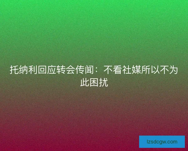 托纳利回应转会传闻：不看社媒所以不为此困扰